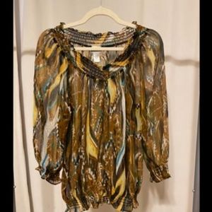 Chicos Large Sheer Top 3/4 Sleeves NWT